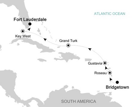 Cruises Around The World Silversea Silver Spirit December 29 2025 January 5 2026 Bridgetown to Fort Lauderdale, Florida