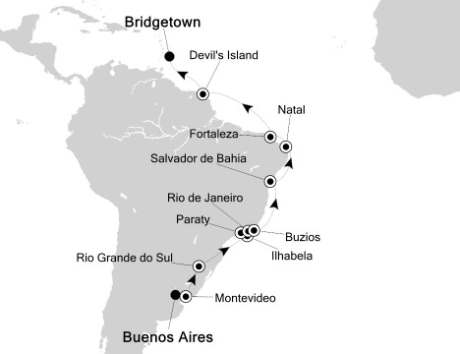 Luxury Cruises Just Silversea Silver Spirit February 20 March 10 2027 Buenos Aires, Argentina to Bridgetown, Barbados
