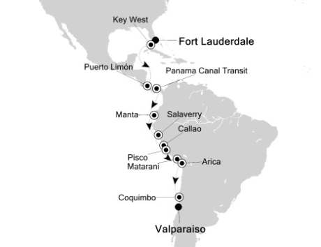 Luxury Cruises Just Silversea Silver Spirit January 16 February 3 2027 Fort Lauderdale, FL, United States to Valparaso, Chile