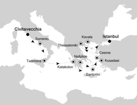 Cruises Around The World Silversea Silver Spirit July-18-29 2025 Civitavecchia, Italy to Istanbul, Turkey