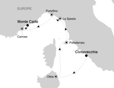Luxury Cruises Just Silversea Silver Spirit July 26 August 2 2027 Civitavecchia, Italy to Monte Carlo, Monaco