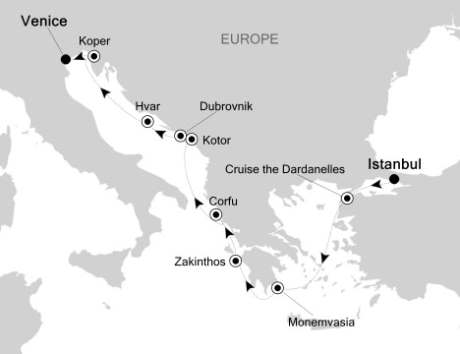 Luxury Cruises Just Silversea Silver Spirit July 6-17 2027 Istanbul, Turkey to Venice, Italy