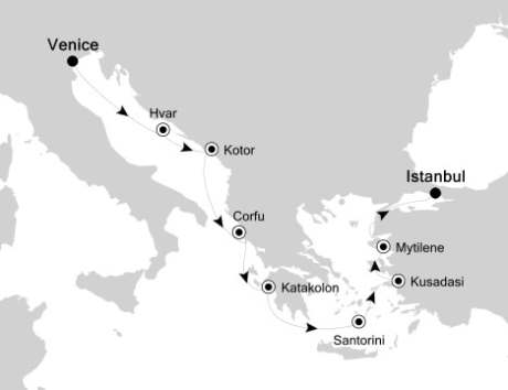 Luxury Cruises Just Silversea Silver Spirit June 9-18 2027 Venice, Italy to Istanbul, Turkey