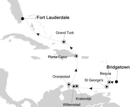 Luxury Cruises Just Silversea Silver Spirit March 10-20 2027 Bridgetown, Barbados to Fort Lauderdale, FL, United States