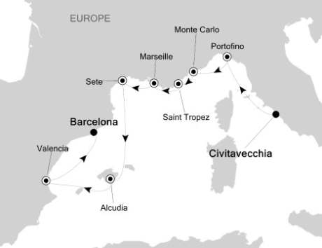 Silversea Silver Spirit May 13-22 2017 Civitavecchia, Italy to Barcelona, Spain