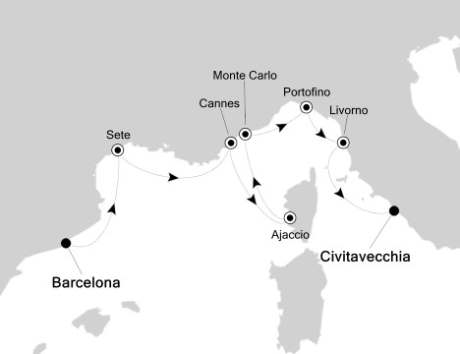 Luxury Cruises Just Silversea Silver Spirit May 22-31 2027 Barcelona, Spain to Civitavecchia, Italy