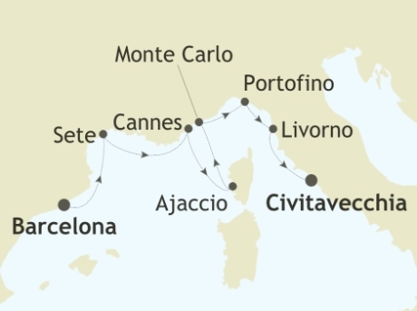 Cruises Around The World Silversea Silver Spirit May 23 June 1 2025 Barcelona to Civitavecchia (Rome)