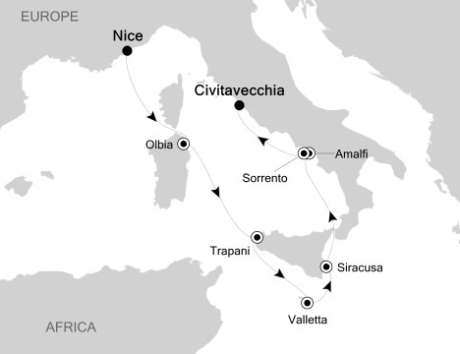 Luxury Cruises Just Silversea Silver Spirit May 6-13 2027 Nice, France to Civitavecchia, Italy