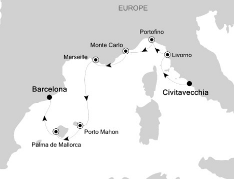 Cruises Around The World Silversea Silver Spirit October 29 November 5 2025 Civitavecchia (Rome) to Barcelona