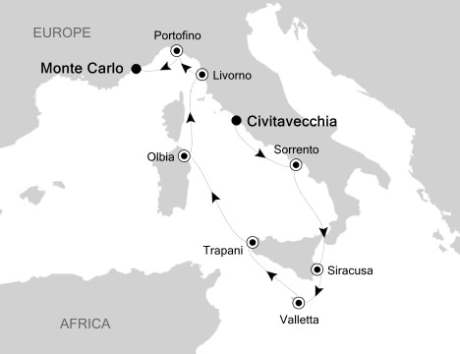 Luxury Cruises Just Silversea Silver Spirit October 7-16 2027 Civitavecchia, Italy to Monte Carlo, Monaco