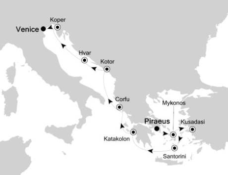 Luxury Cruises Just Silversea Silver Spirit September 18-28 2027 Piraeus, Greece to Venice, Italy