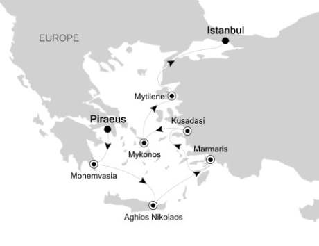 Luxury Cruises Just Silversea Silver Spirit September 3-10 2027 Piraeus, Greece to Istanbul, Turkey