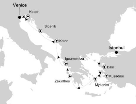 Cruises Around The World Silversea Silver Spirit September 9-19 2025 Istanbul, Turkey to Venice