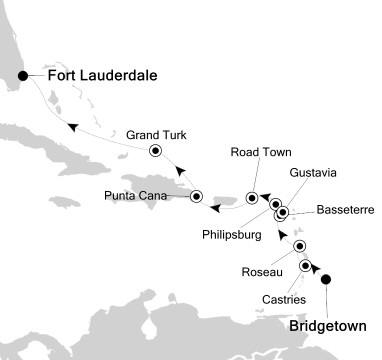 Cruises Around The World Silversea Silver Whisper December 1-11 2026 Bridgetown, Barbados to Fort Lauderdale, FL, United States