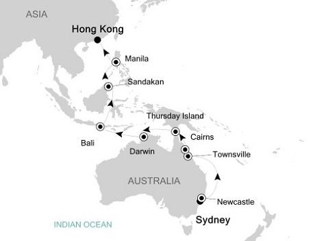 LUXURY CRUISES - Penthouse, Veranda, Balconies, Windows and Suites Silversea Silver Whisper February 13 March 7 2022 Sydney, Australia to Hong Kong, China