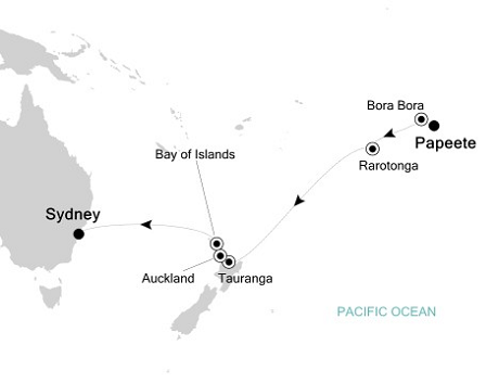 Cruises Around The World Silversea Silver Whisper January 30 February 13 2025 Papeete, Tahiti, French Polynesia to Sydney, Australia