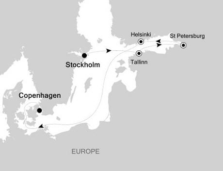 Cruises Around The World Silversea Silver Whisper July 7-14 2026 Stockholm, Sweden to Copenhagen, Denmark