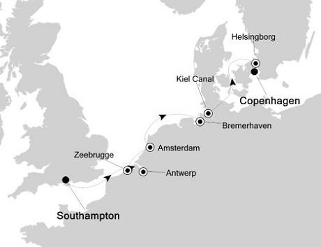 Cruises Around The World Silversea Silver Whisper June 16-23 2026 Southampton, United Kingdom to Copenhagen, Denmark
