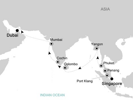 Cruises Around The World Silversea Silver Whisper March 21 April 8 2025 Singapore, Singapore to Dubai, UAE