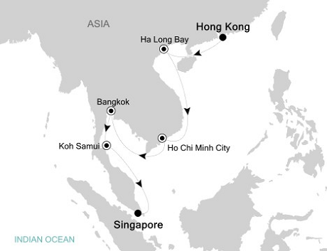 Cruises Around The World Silversea Silver Whisper March 7-21 2025 Hong Kong, China to Singapore, Singapore