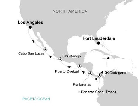 Cruises Around The World Silversea Silver Whisper November 11-27 2025 Fort Lauderdale, Florida to Los Angeles, California, USA