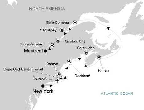 Luxury Cruises Just Silversea Silver Whisper October 12-23 2027 New York, NY, United States to Montreal, Canada