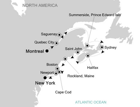 Luxury Cruises Just Silversea Silver Whisper October 13-24 2026 Montreal to New York, New York