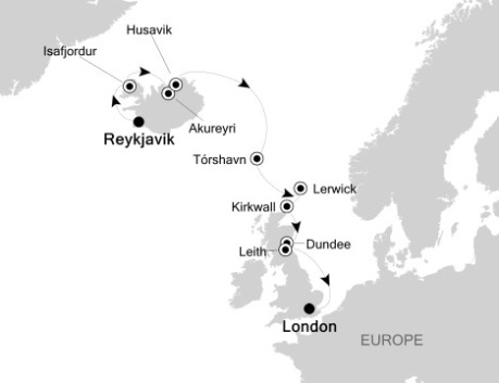 Luxury Cruises Just Silversea Silver Wind August 12-24 2027 Reykjavk, Iceland to London, United Kingdom