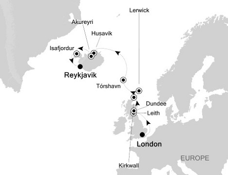 Cruises Around The World Silversea Silver Wind August 5-17 2025 London (Tower Bridge) to Reykjavik