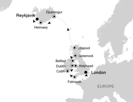 Luxury Cruises Just Silversea Silver Wind July 31 August 12 2027 London, United Kingdom to Reykjavk, Iceland