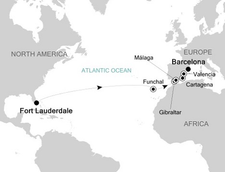 Cruises Around The World Silversea Silver Wind March 28 April 13 2025 Fort Lauderdale, Florida to Barcelona
