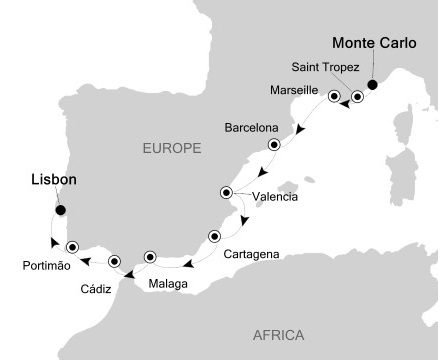 Luxury Cruises Just Silversea Silver Wind May 21-31 2026 Monte Carlo, Monaco to Lisbon, Portugal