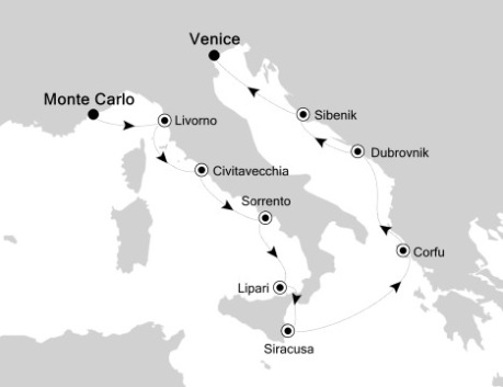Luxury Cruises Just Silversea Silver Wind October 10-20 2027 Monte Carlo, Monaco to Venice, Italy