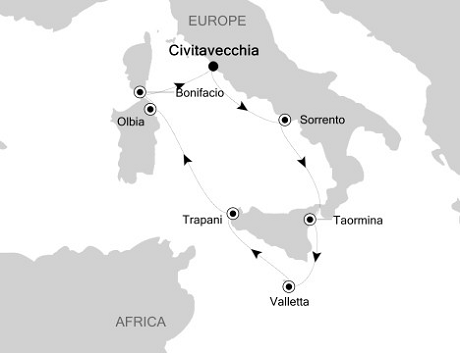Cruises Around The World Silversea Silver Wind September 23-30 2025 Civitavecchia (Rome) to Civitavecchia (Rome)