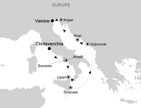 LUXURY CRUISES - Penthouse, Veranda, Balconies, Windows and Suites Silversea Silver Wind September 30 October 10 2022 Civitavecchia (Rome) to Venice