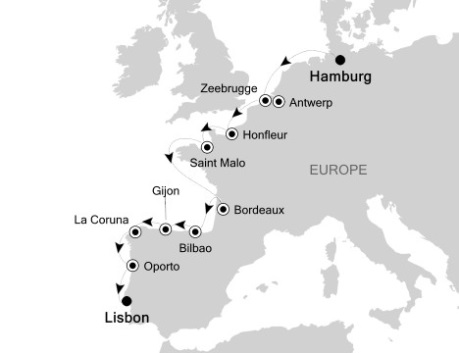 Luxury Cruises Just Silversea Silver Wind September-9-23 2027 Hamburg, Germany to Lisbon, Portugal