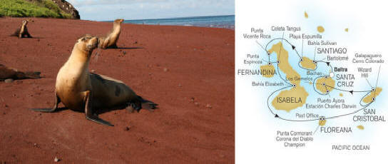 MAP Silversea Cruises Silver Expeditions Galapagos 2013 7 Days Voyage 8308