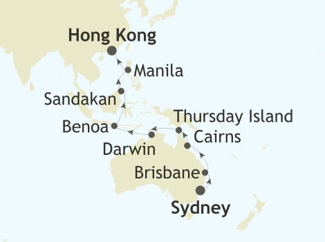 Luxury Cruises Just Silver Whisper World Cruise 2026 Sydney, Australia to Hong Kong, China
